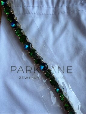 Park Lane Emerald and Blue Crystal Tennis Bracelet